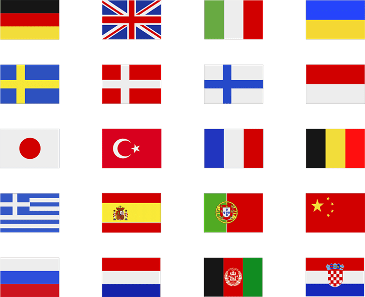 Eine Auswahl von Sprachen, die wir übersetzen